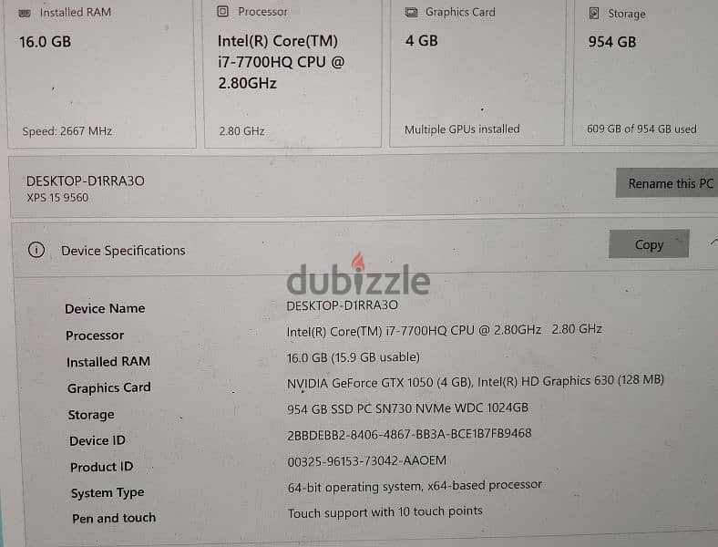 laptop XPS 15 9560 3