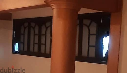 شباك شيش + زجاج  خشب ابيض + زان مساحة كبيرة