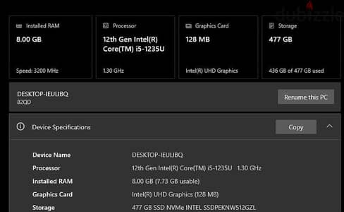 للبيع لابتوب : Lenovo IdeaPad 1 15IAU7 (Type 82QD)