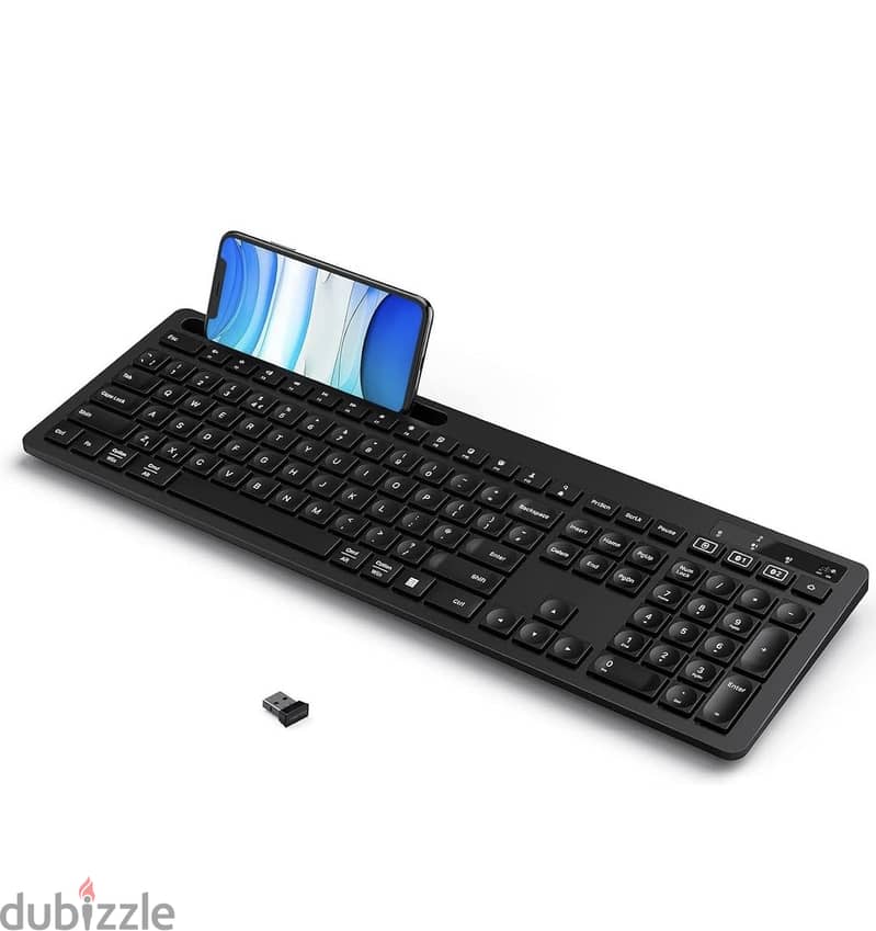 Wireless Bluetooth Keyboard with Phone Holder - (ENG/AR) 1