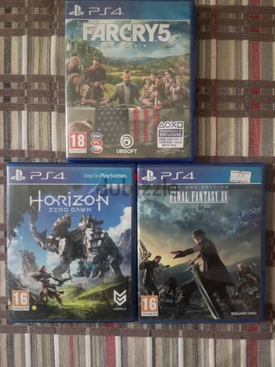 Playstation 4 FarCry5,Horizon Zero Dawn, Finaly fantasy IX.