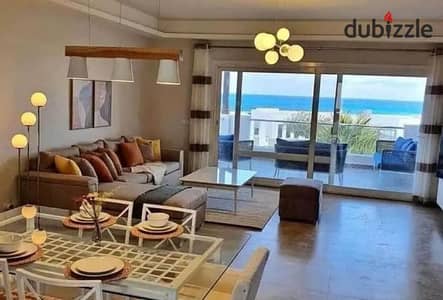 A fully finished chalet  130 sqm in the Lagoon Town phase, in a prime location at Seashore North Coast by Hyde Park Developments.