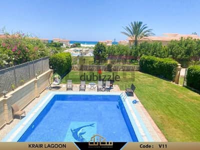 Air-conditioned villa 5 rooms for rent + private pool Krier Lagoon kilometer 39
