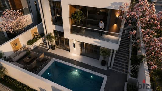 Independent villa 325m with a 200m garden on the highest hill in Zayed, in the upscale Gozal Compound, with a 10% down payment and 8 years installments.