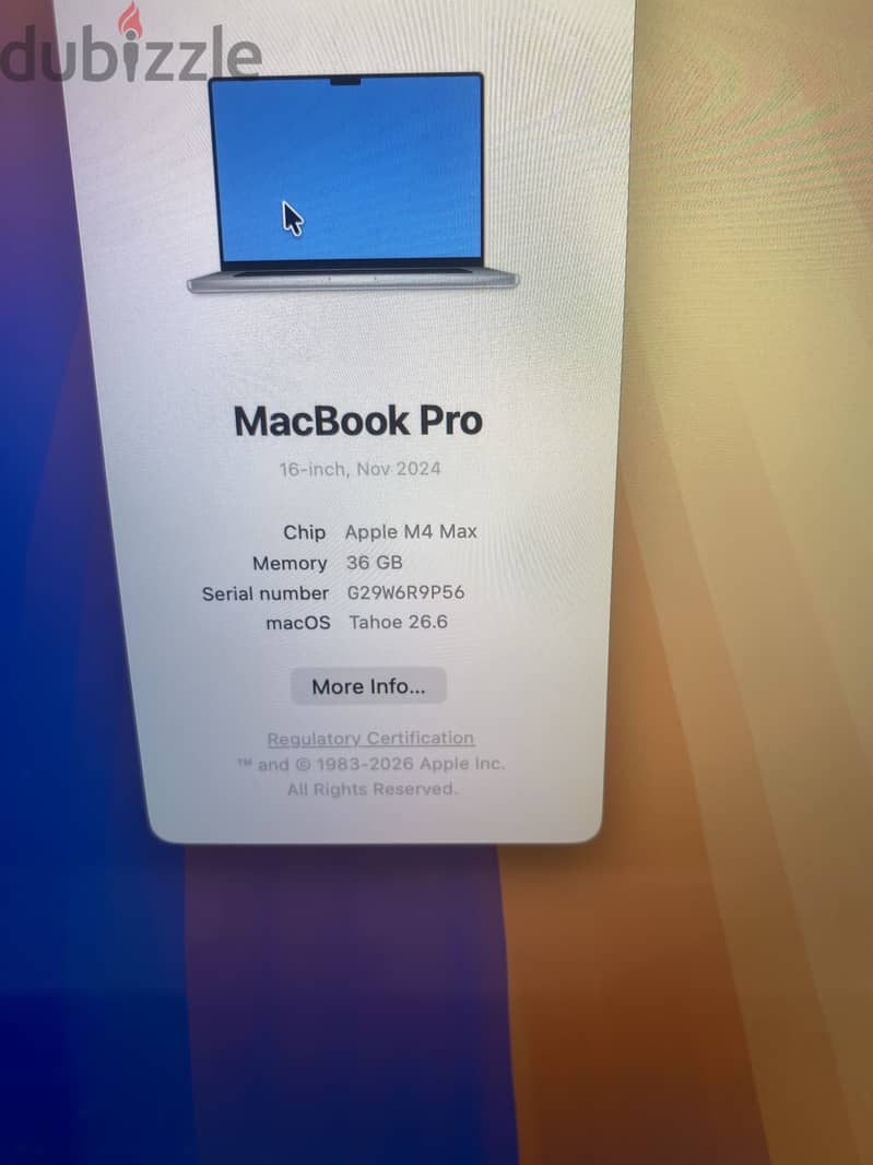 MacBook Pro m4 max 16 inch. Ram 36-1 tera 2