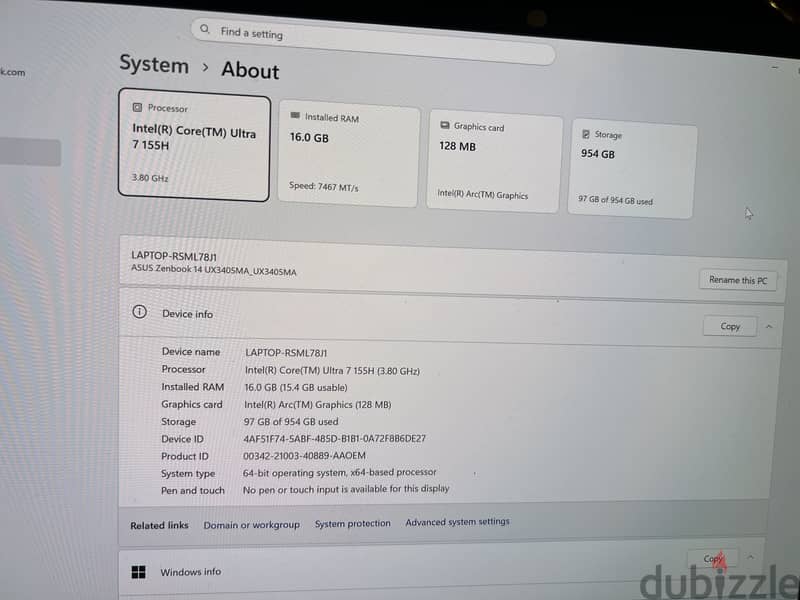 Asus Zenbook 14 Oled ultra 7 4
