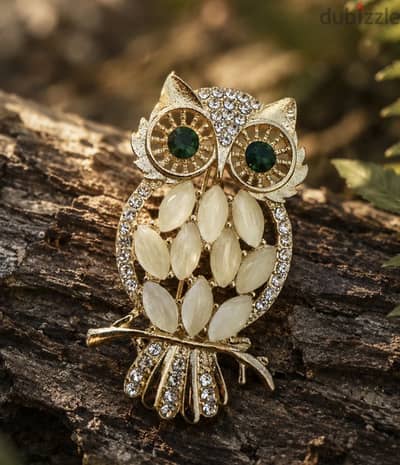 Emerald Owl Brooch 