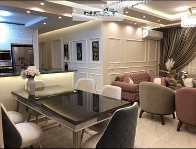 Furnished apartment for rent in Madinaty, 116 sq m in B12, with special finishes, garden view, and direct sea access. Very close to services, opposite