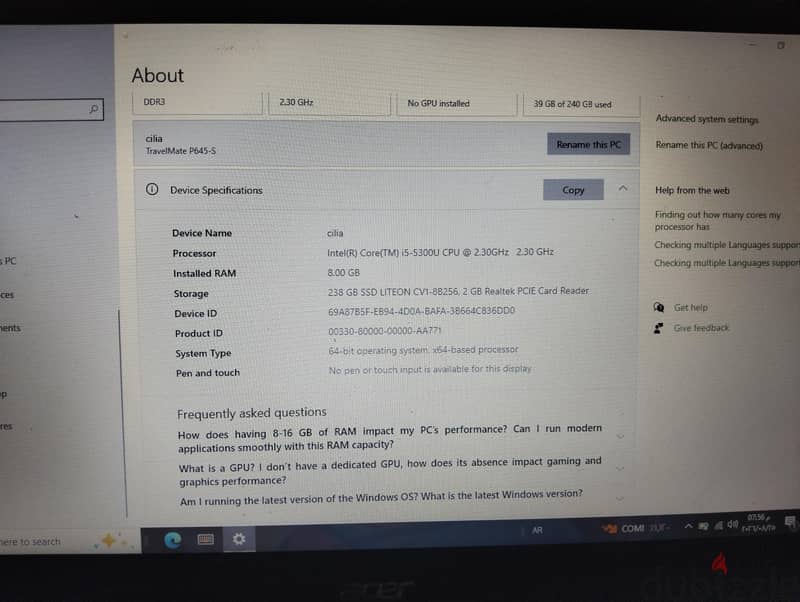 لاب توب acer 4