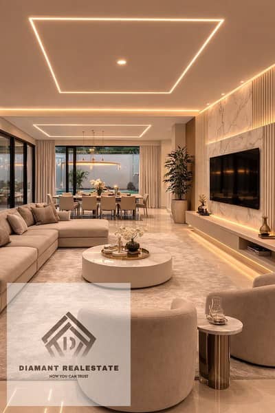 Lowest price for Villa townhouse in New Capital with Private pool Corner bahri Over 12Years, Next to Diplomatic Quarter and largest service area in R8