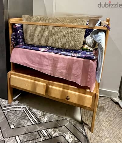سرير اطفال متحرك هزار خشب زان جديد baby bed