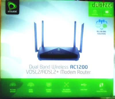 ​راوتر اتصالات VDSL / ADSL الجديد AC1200  - بالعلبة والملحقات الأصلية