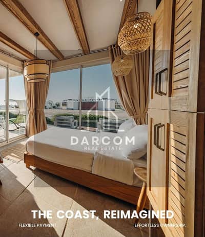 Luxury Chalet Beachfront 105m in Ras Al-Hekma | Direct sea view | Delivery within a year, fully finished with air conditioning + kitchen