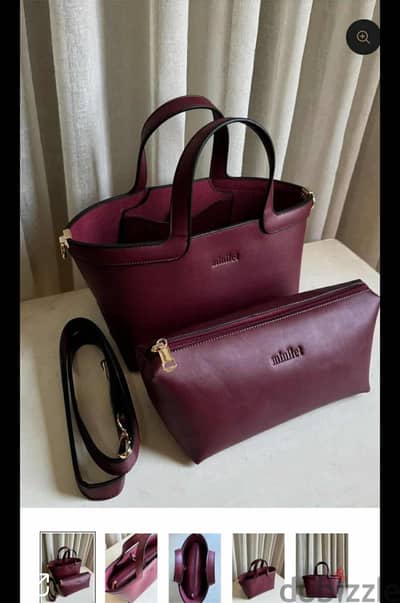 Burgundy mini bag in bag