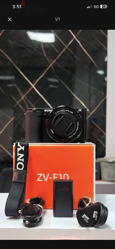 Used sony zv e10 With box  KIt lens