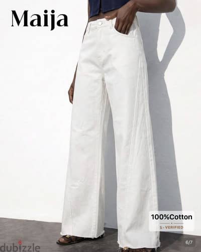 Maija Women's Wide Leg  White Jeans