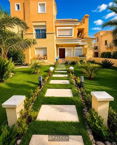 Villa at half price—or pay only 33,000—featuring a landscape view. Located in the Sarai compound in the heart of New Cairo, opposite Madinaty