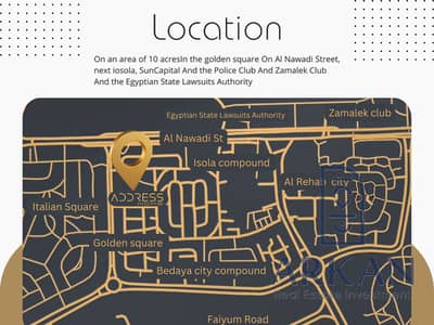 MI Ground Apartment for Sale 119m + Garden 39m Best Location in October Gardens – Heart of the Golden Square Second line from Al-Noadi Street, next to Zamalek Club – Police Club