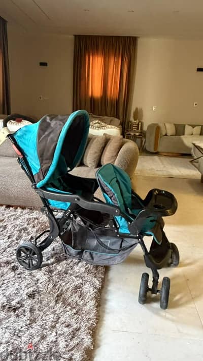 عربية أطفال توأم Juniors Tandem Twin Stroller – مستوردة من الإمارات