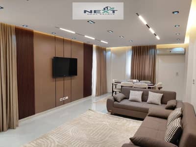 Furnished apartment for rent in Madinaty, 113 sq m, high-end finishes, modern furnishings, first occupancy, fully air-conditioned, direct sea view, ve