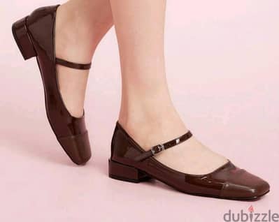 CUCCOO DOLLMOD Fashion Coffee Brown Mary Jane Low Chunky Heel Flats