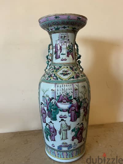 Antique Chinese Rose Medallion Porcelain Vase - Hand Painted