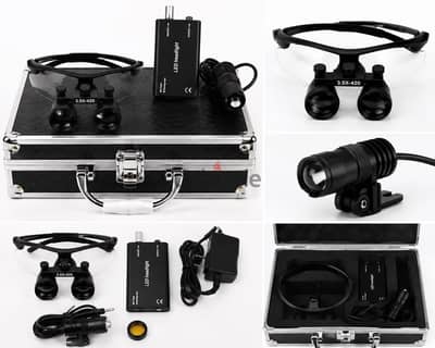 Dental Loupes 3.5X + LED Headlight – Black 
