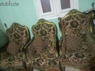 صالون 4كراسي وكنبه كبيرة وتربيزة عموله خشب زان