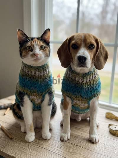 سويتر كروشيه يدوي فاخر للحيوانات الأليفة (Handmade Pet Sweater)