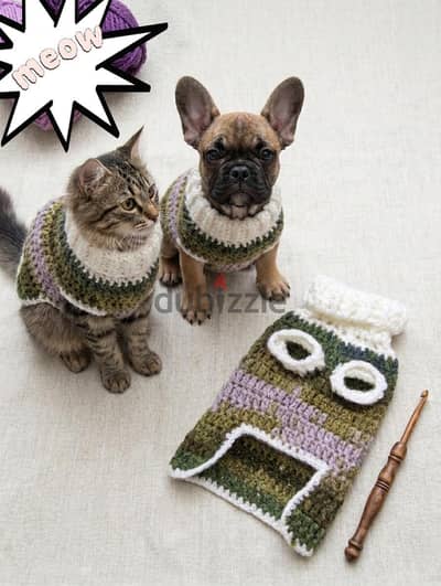 سويتر كروشيه يدوي فاخر للحيوانات الأليفة (Handmade Pet Sweater)