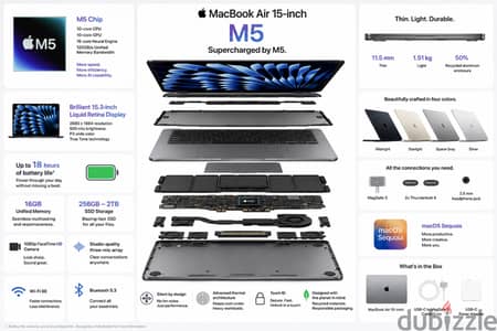 MacBook Air 15-inch M5 Chip with 10-Core CPU 10-Core GPU 16GB Unified