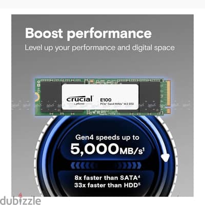 Crucial E100 2TB NVMe PCIe M. 2 SSD  Crucial E100 2TB NVMe PCIe M. 2 SSD