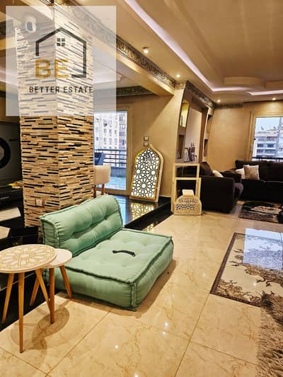 Luxury apartment, registered, ultra-super-luxurious finishing, on Abu Dawood Al-Zahiri Street off Makram Ebeid, directly next to the Children's Park.