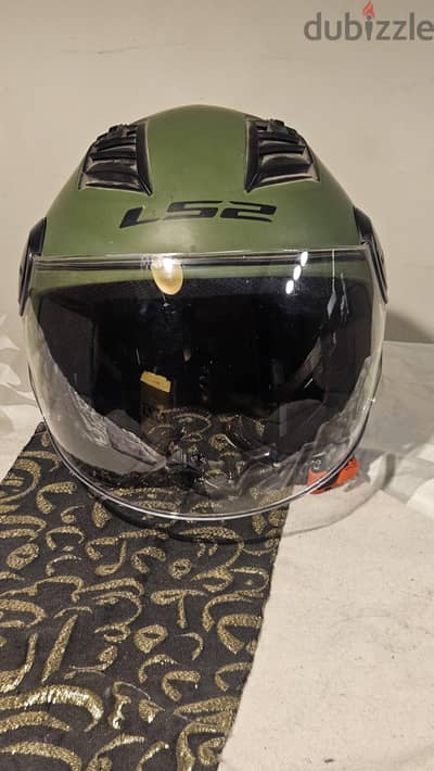 LS2 Helmet Airflow Millitary Green OF562 خوذه اللون الاخضر