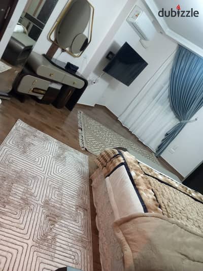 Furnished apartment for rent three rooms and two bathrooms in Zahraa Al-Maadi near Al-Khamseen Mall and Karam Al-Sham and Starib Mall next to all services a very lively area and minutes to Wadi Degla Club and the school complex and minutes to Carrefour and a quarter of an hour or a third of an hour to the Fifth Settlement, also Zahraa Al-Maadi City is characterized by