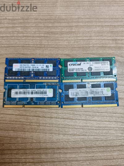 رامات لابتوب DDR3 و DDR3L أصلية وماركات مختلفة (8GB / 4GB / 2GB) بيع ق