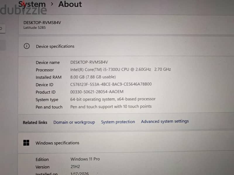Dell Latitude 5285 2-1 win 11 pro 5