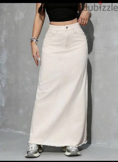Shein Apricot skirt  XL cotton 100% جيبة اوف وايت من شى ان مقاس كبير