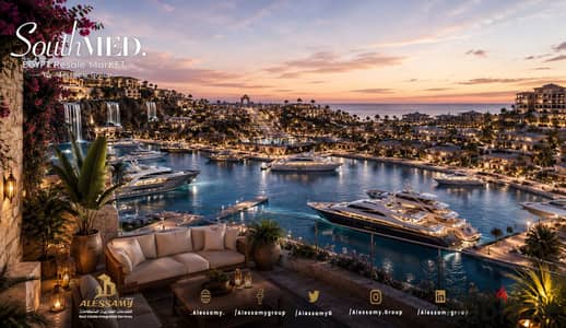 SouthMED EGYPT بحرى للبيع شاليه تقسيط تطل على لاجون و منطقه البحيرات  72م2