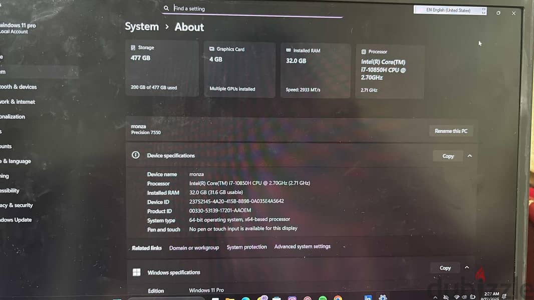 Dell percision 7550 3