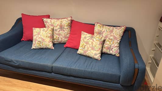 4 seater blue sofa