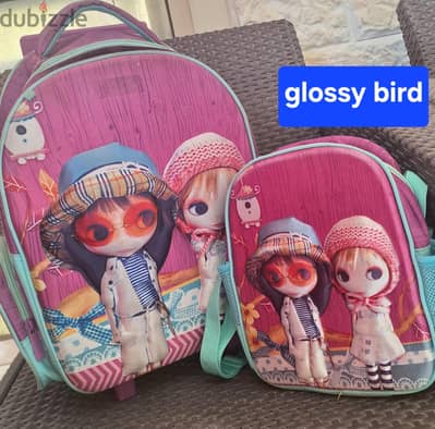glossy bird مقاس ١٦ تروللي ثابت ومعاها لانش باج