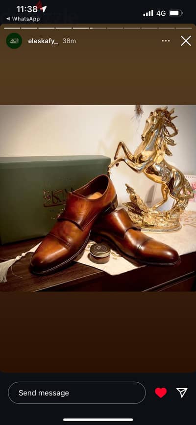 Brown Eskafy cap toe double monk strap/size 50-جزمه اسكافى بنى بأبزي
