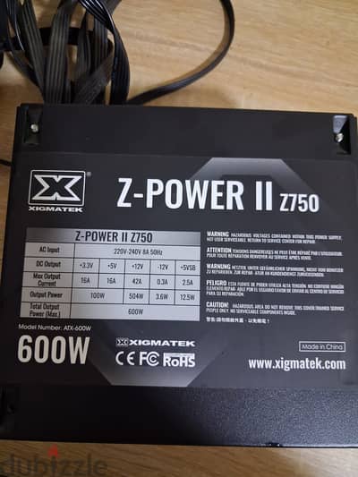Xigmatek 600W Power Supply باور سبلاي زيجماتيك 600 وات بحالة ممتازة
