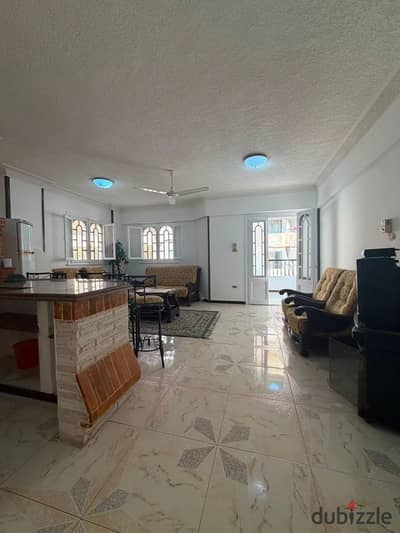 Apartment in Al-Agamy, Palm Beach, fully furnished with electrical appliances, ready for living immediately, behind Fathallah Market, very special location suitable for residence and investment.