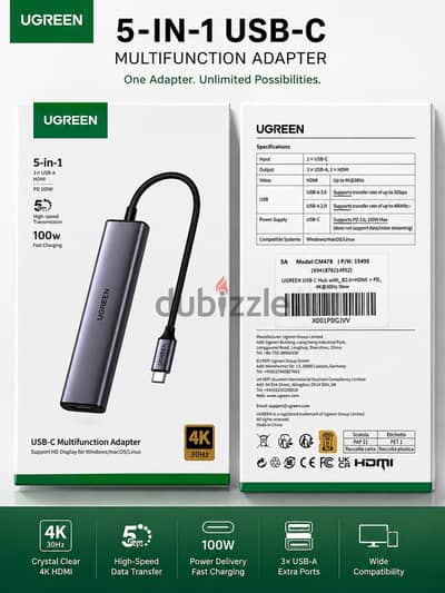 UGREEN 5-in-1 USB-C Multifunction Adapter