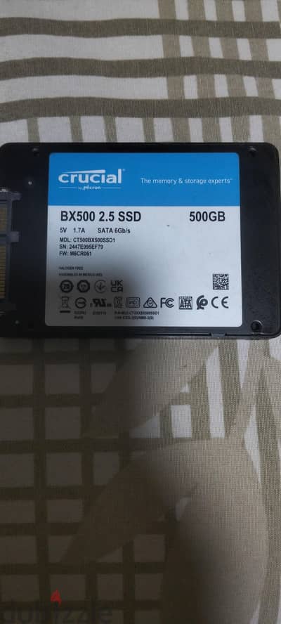 ssd crucial bx500 500gb استعمال شخصي حالة مية في المية