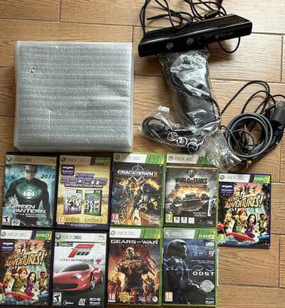 Open Box XBox 360 with it’s original packaging and Kinetic