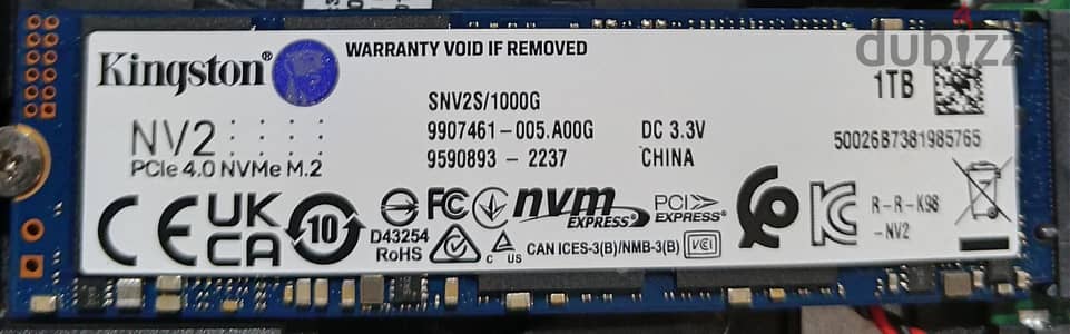 هارد SSD 1 tera كينجستون  Nvme m. 2 - pci 4