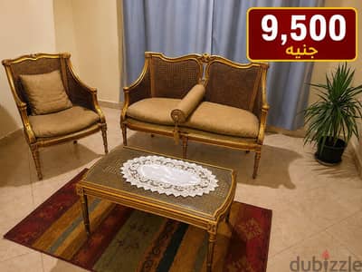 انتيك كنبه وكرسيين وترابيزة مدهب